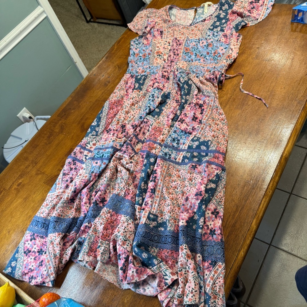 Women’s Matilda Jane The Wildlife patchwork floral short sleeve maxi dress XL